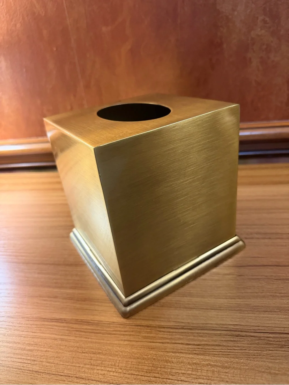 Vintage Matte Brass Square Tissue Box Cover Cube Hollywood Regency Vanity 6x6